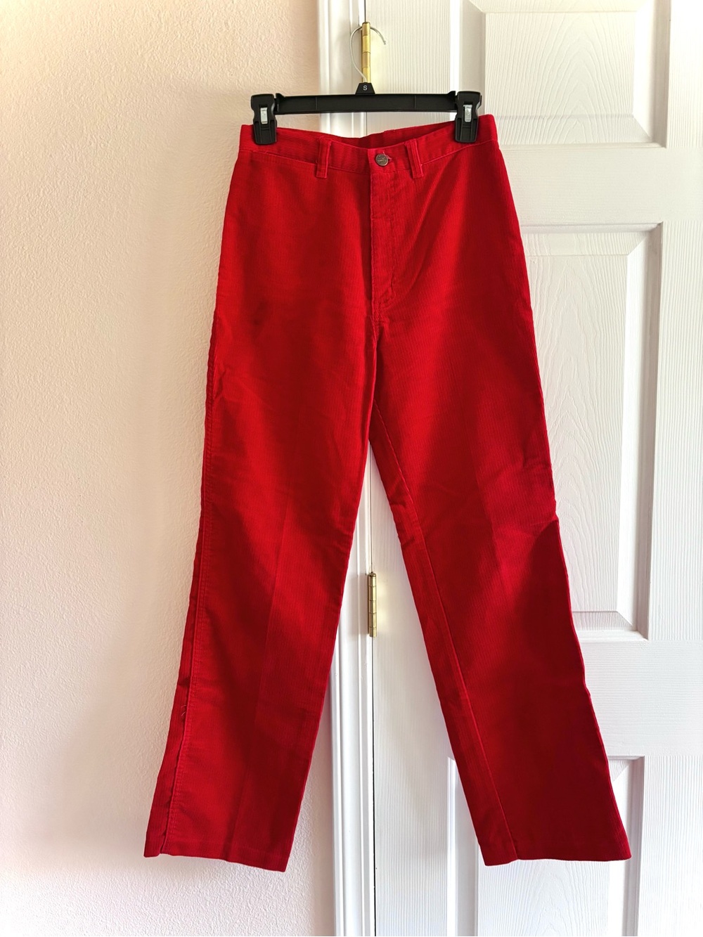 Vintage Chemin de Fer Corduroy Straight Leg High Rise Red Pants Waist 26-Size 2